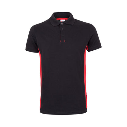 VL SUPAY promotional polo shirt in black / red with custom logo branding