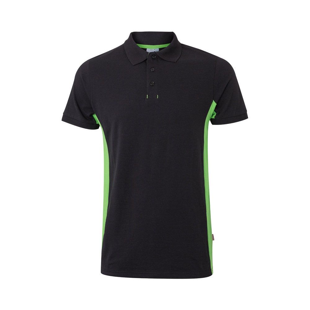 VL SUPAY promotional polo shirt in black / green with custom logo branding
