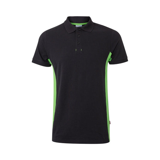 VL SUPAY promotional polo shirt in black / green with custom logo branding