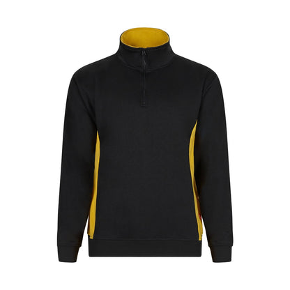 VL SVAROG promotional sweatshirt in black / yellow with custom logo branding