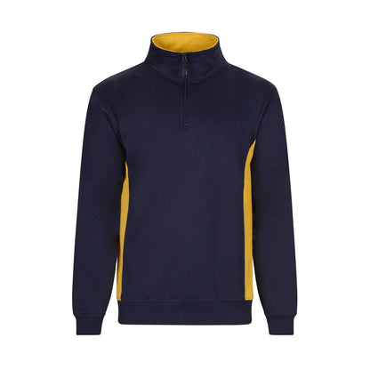VL SVAROG promotional sweatshirt in navy blue / yellow with custom logo branding