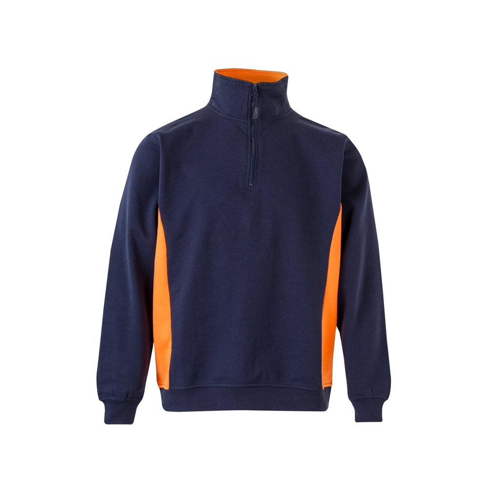 VL SVAROG promotional sweatshirt in navy blue / orange with custom logo branding
