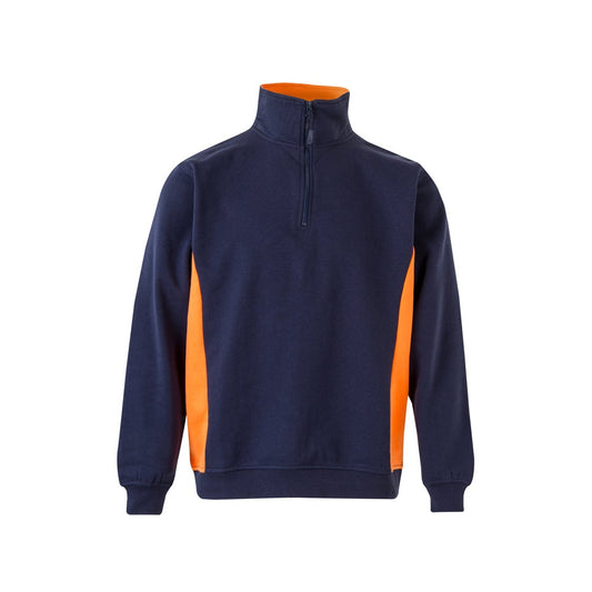 VL SVAROG promotional sweatshirt in navy blue / orange with custom logo branding