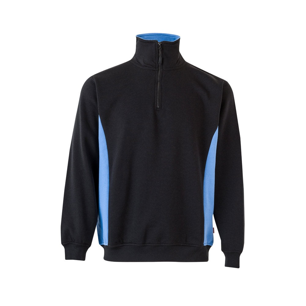 VL SVAROG promotional sweatshirt in black / light blue with custom logo branding