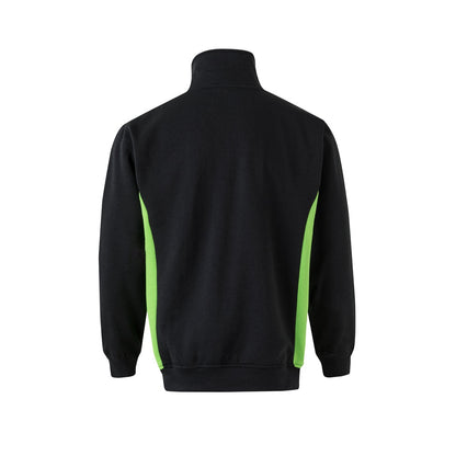 VL SVAROG promotional sweatshirt in black / green (detail view) with custom logo branding