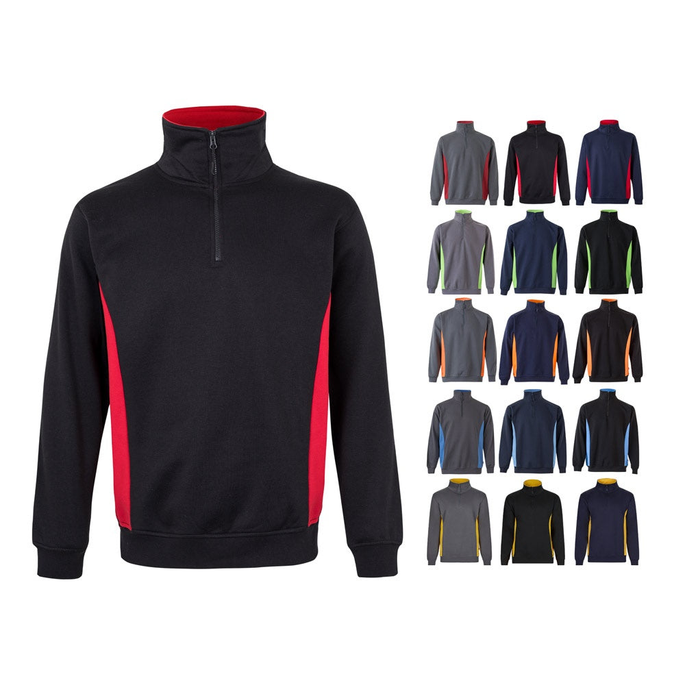 VL SVAROG promotional sweatshirt in black / light blue (complete set view) with custom logo branding