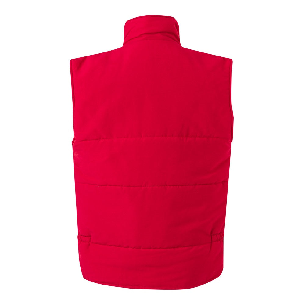 VL MEFITIS promotional jacket in red (detail view) with custom logo branding