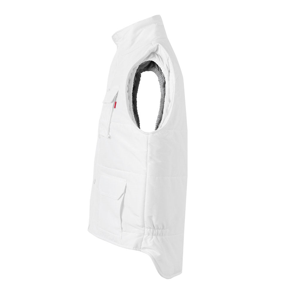 VL MEFITIS promotional jacket in white (detail view) with custom logo branding