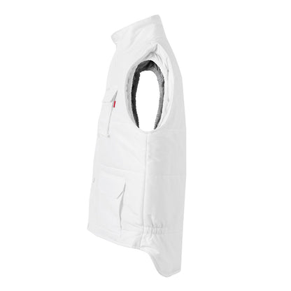 VL MEFITIS promotional jacket in white (detail view) with custom logo branding