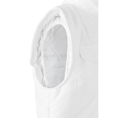 VL MEFITIS promotional jacket in white (detail view) with custom logo branding
