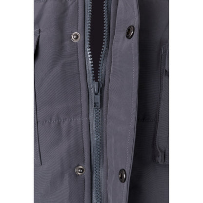 VL MEFITIS promotional jacket in grey (detail view) with custom logo branding