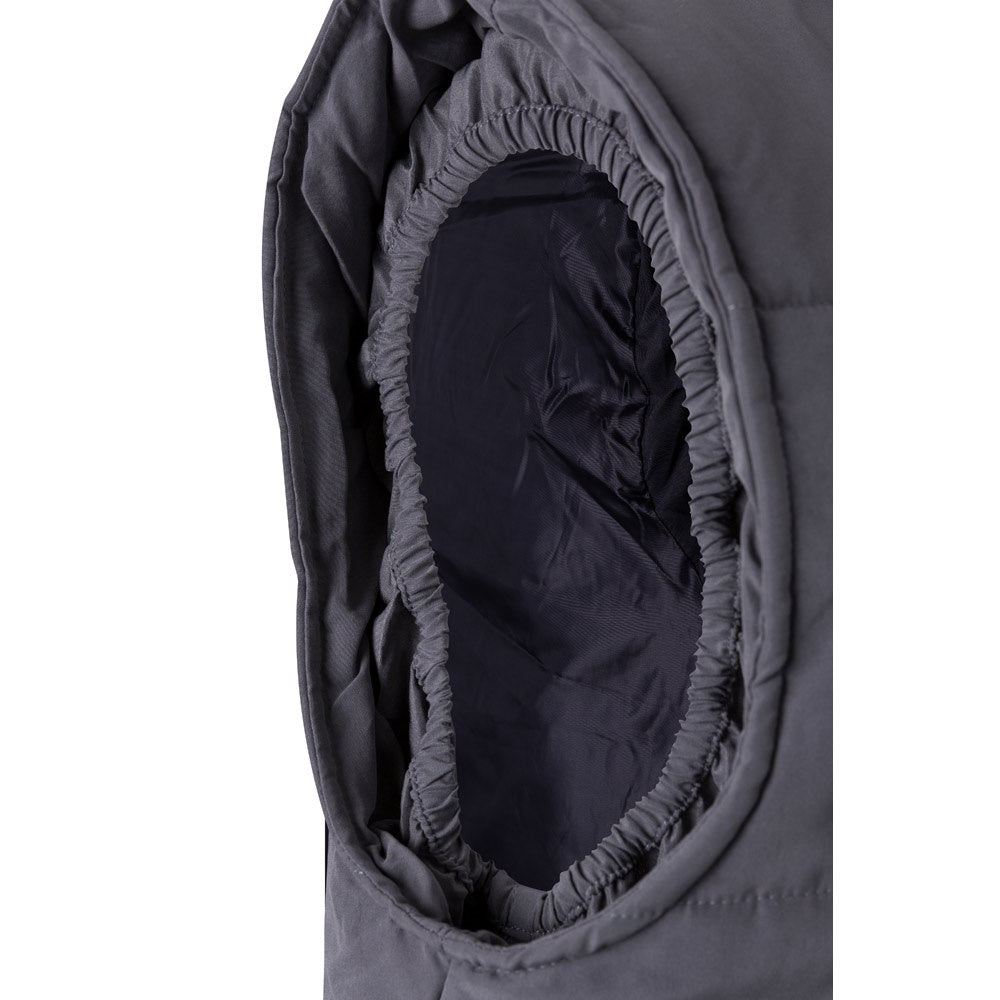 VL MEFITIS promotional jacket in grey (detail view) with custom logo branding