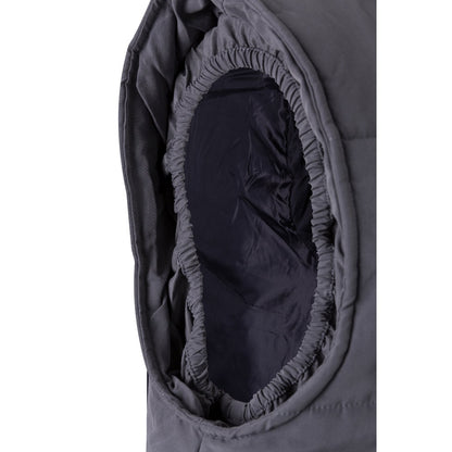 VL MEFITIS promotional jacket in grey (detail view) with custom logo branding