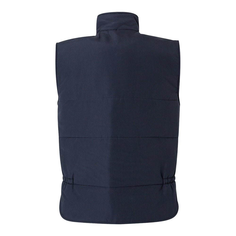 VL MEFITIS promotional jacket in navy blue (detail view) with custom logo branding