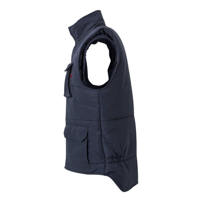 VL MEFITIS promotional jacket in navy blue (detail view) with custom logo branding