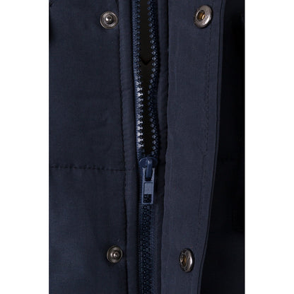 VL MEFITIS promotional jacket in navy blue (detail view) with custom logo branding