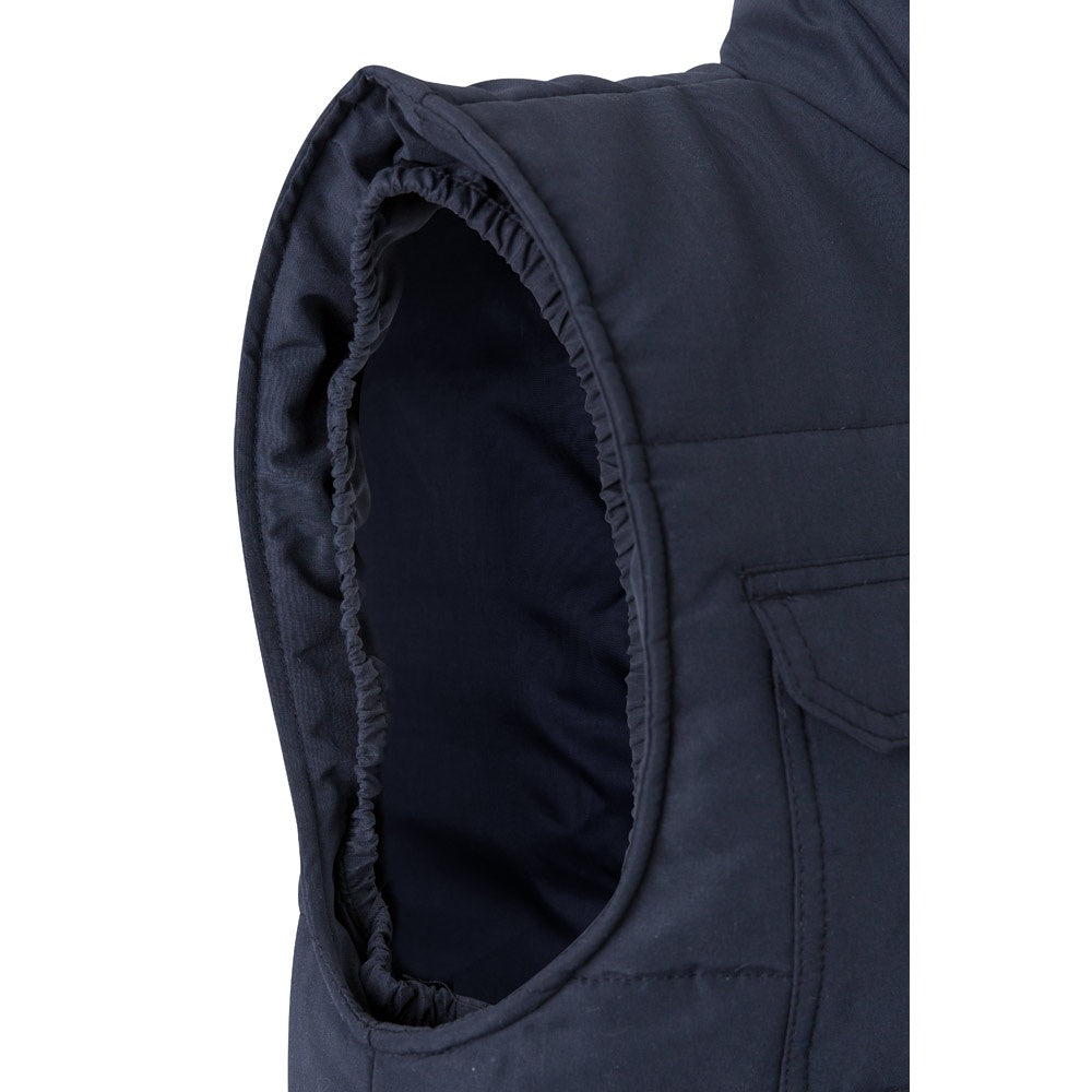 VL MEFITIS promotional jacket in navy blue (detail view) with custom logo branding