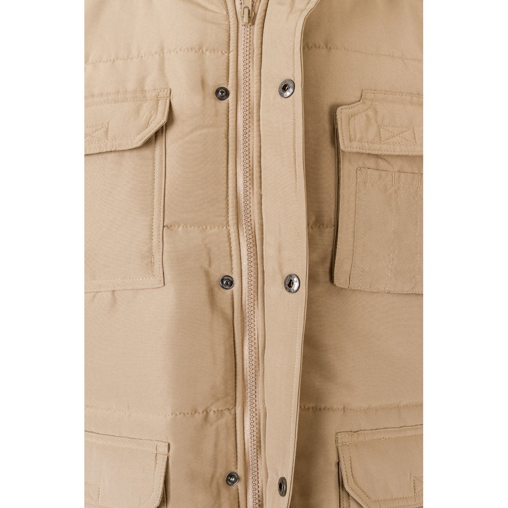 VL MEFITIS promotional jacket in light natural (detail view) with custom logo branding