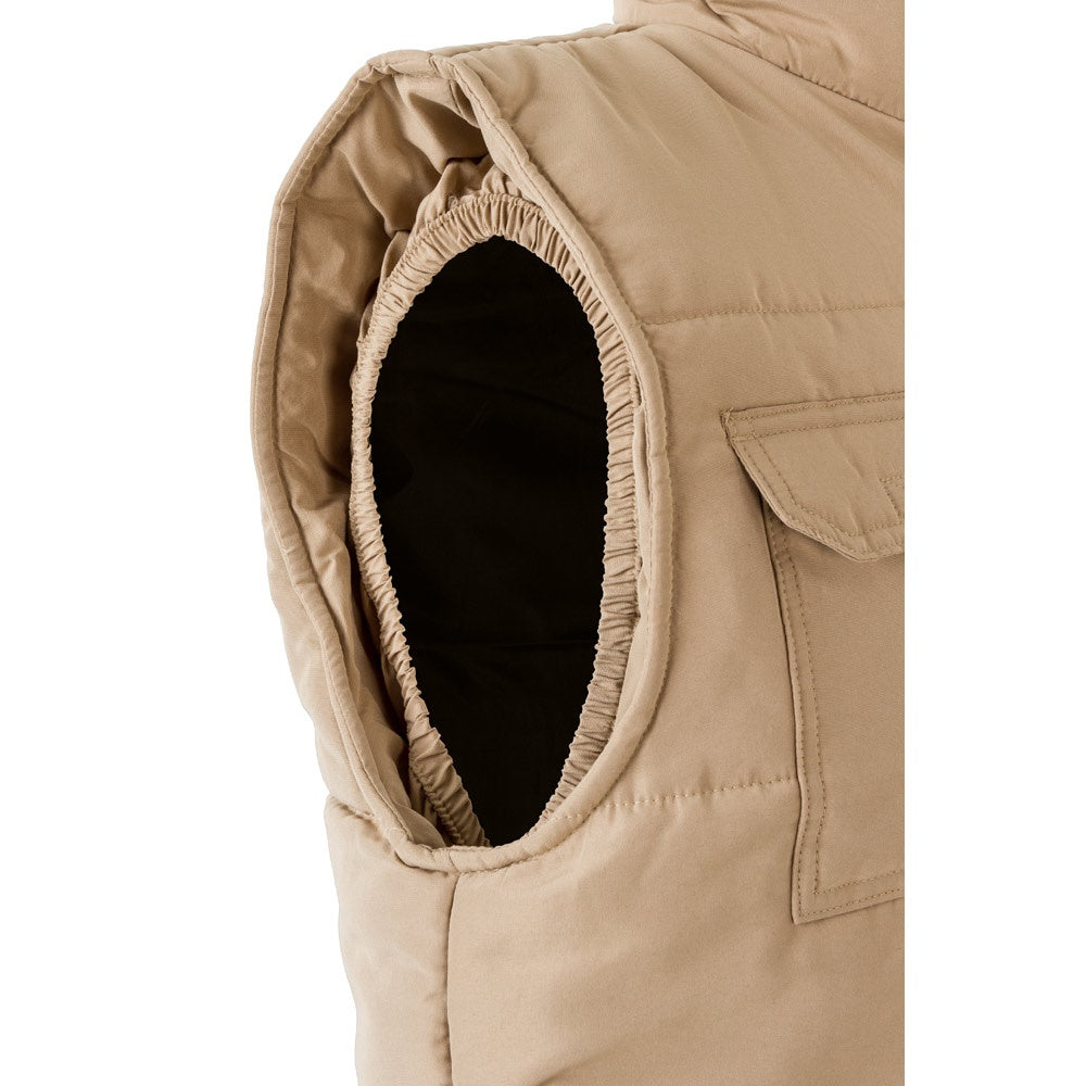 VL MEFITIS promotional jacket in light natural (detail view) with custom logo branding