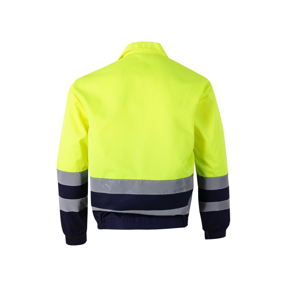 VL NEPTUNE promotional jacket in navy blue/yellow (detail view) with custom logo branding