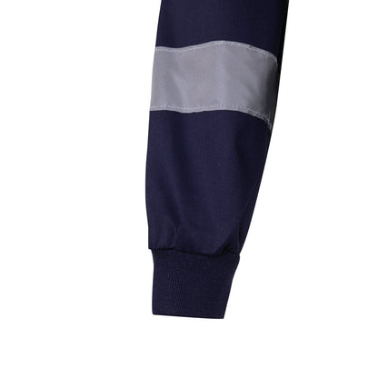VL NEPTUNE promotional jacket in navy blue/yellow (detail view) with custom logo branding
