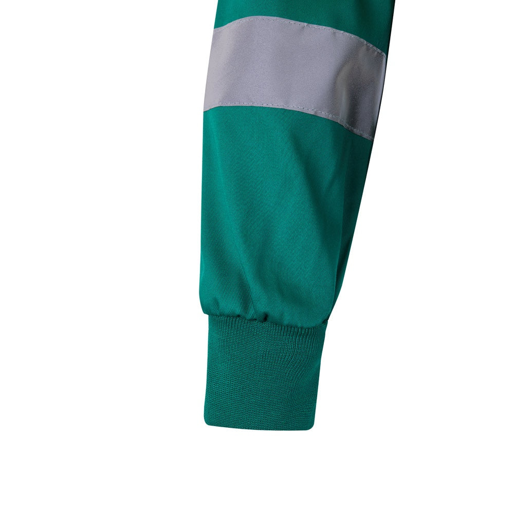 VL NEPTUNE promotional jacket in green/yellow (detail view) with custom logo branding