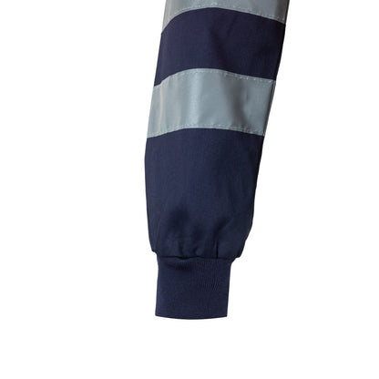 VL NEPTUNE promotional jacket in navy blue/orange (detail view) with custom logo branding