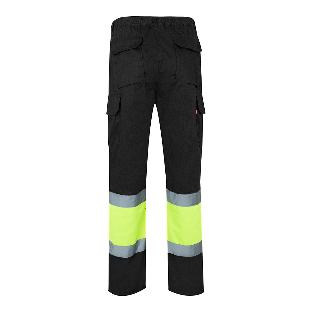 VL ATHENA promotional workwear garment in black/yellow (detail view) with custom logo branding