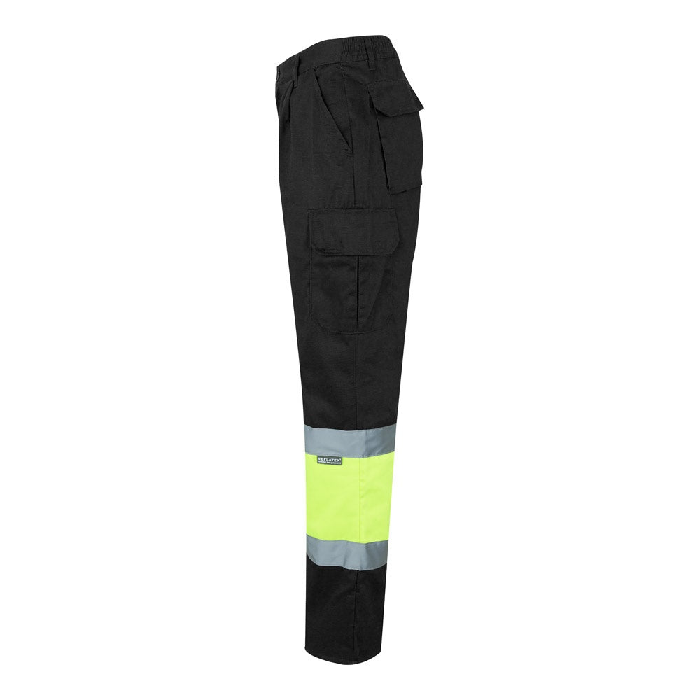 VL ATHENA promotional workwear garment in black/yellow (detail view) with custom logo branding