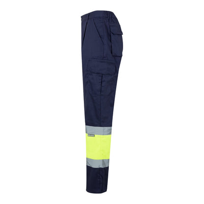 VL ATHENA promotional workwear garment in navy blue/yellow (detail view) with custom logo branding