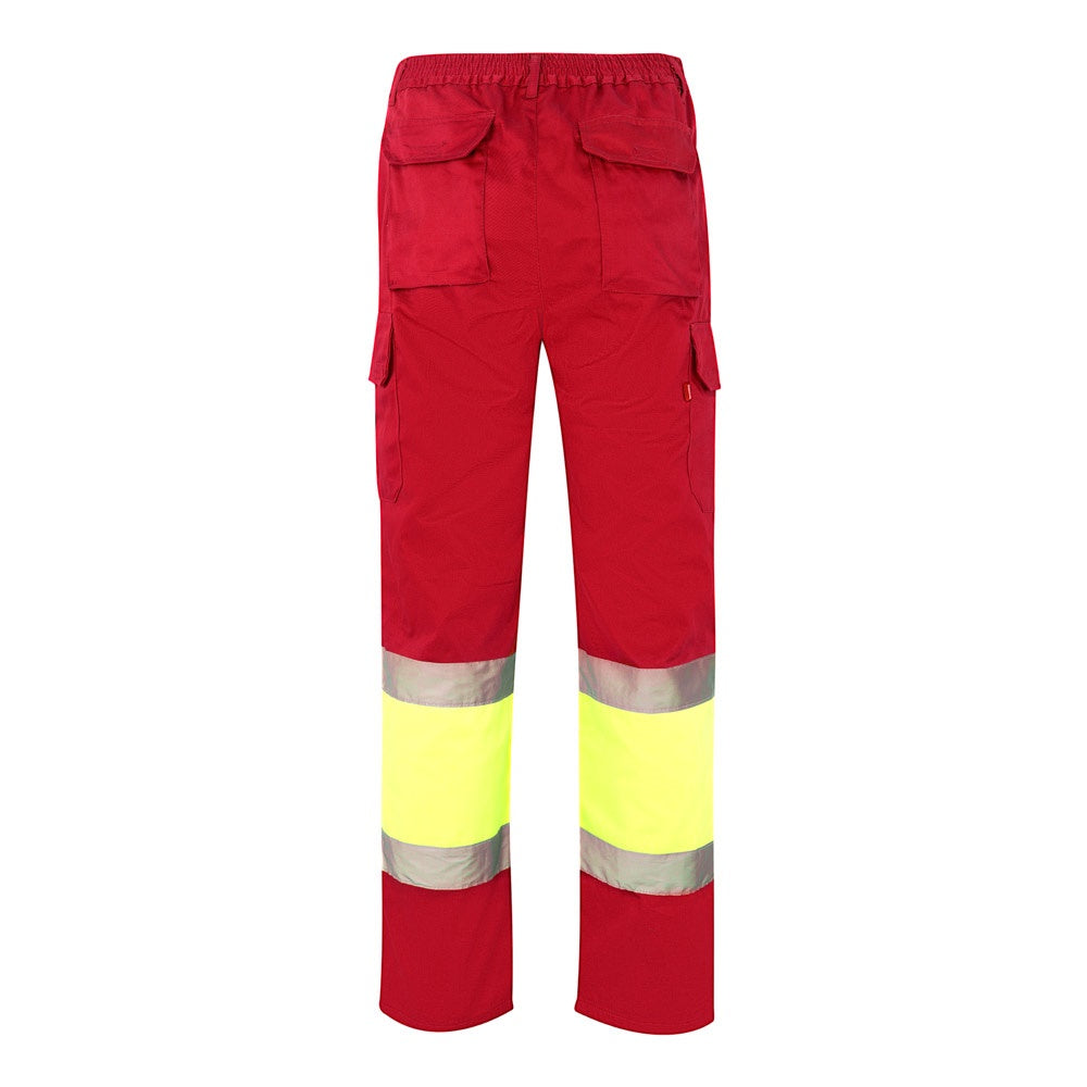 VL ATHENA promotional workwear garment in red/yellow (detail view) with custom logo branding