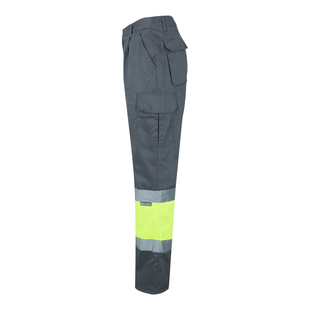 VL ATHENA promotional workwear garment in grey/yellow (detail view) with custom logo branding