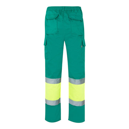 VL ATHENA promotional workwear garment in green/yellow (detail view) with custom logo branding