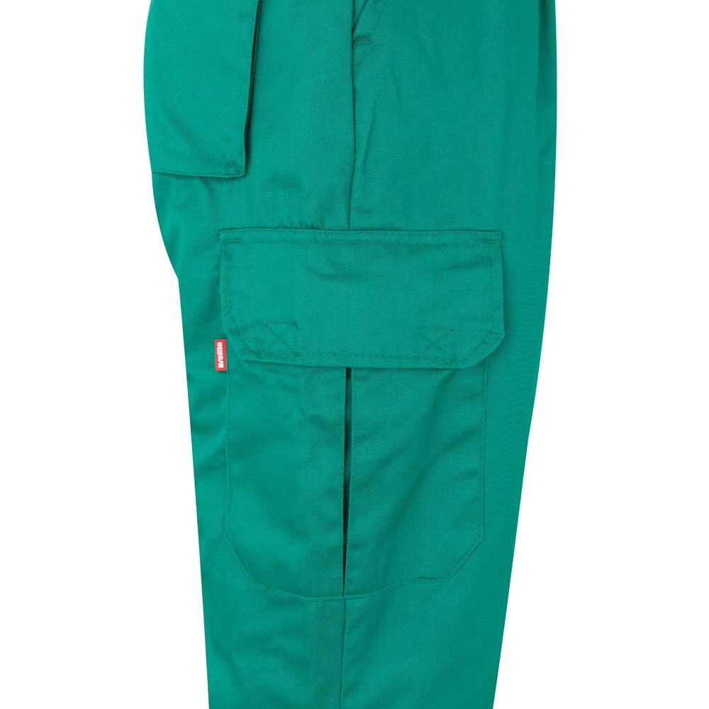 VL ATHENA promotional workwear garment in green/yellow (detail view) with custom logo branding