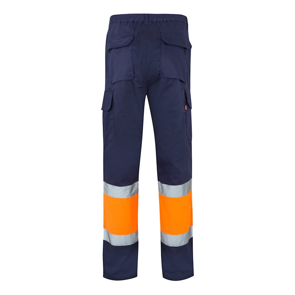 VL ATHENA promotional workwear garment in navy blue/orange (detail view) with custom logo branding