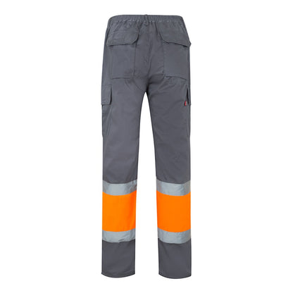 VL ATHENA promotional workwear garment in grey/orange (detail view) with custom logo branding