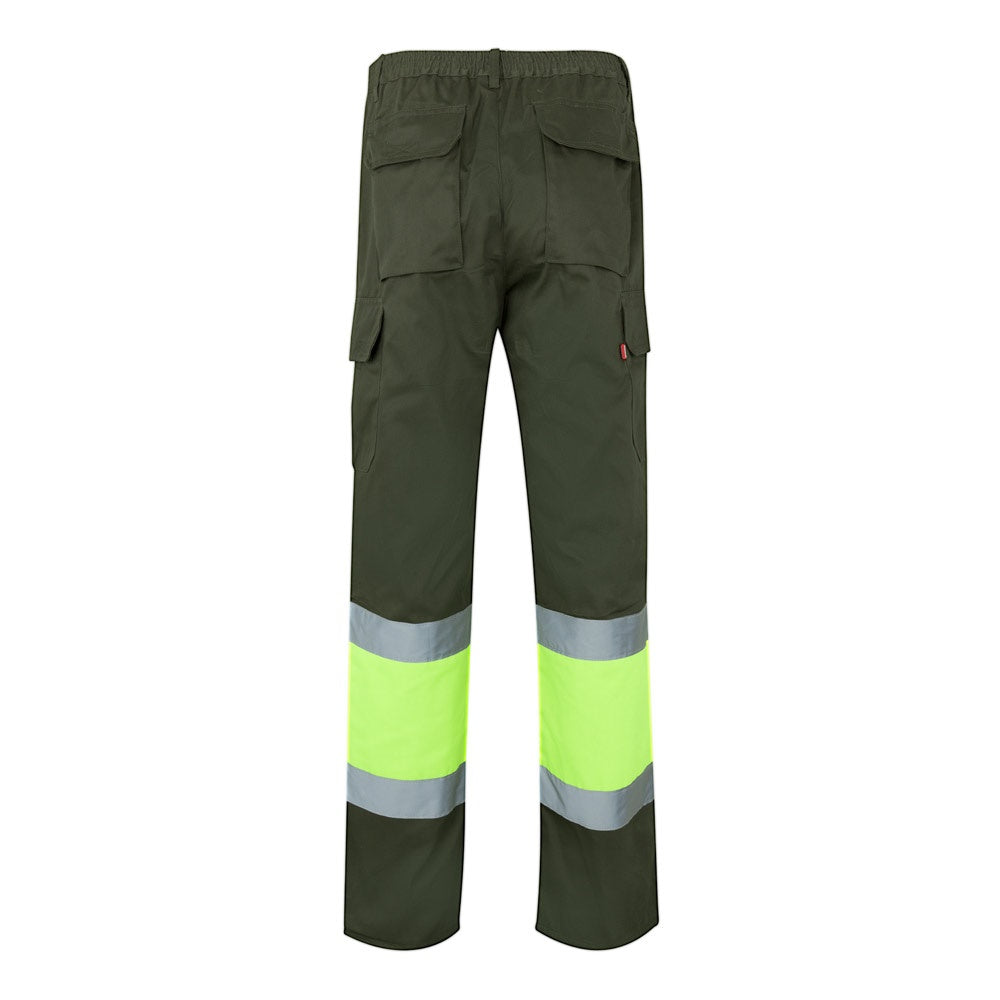 VL ATHENA promotional workwear garment in army green/yellow (detail view) with custom logo branding
