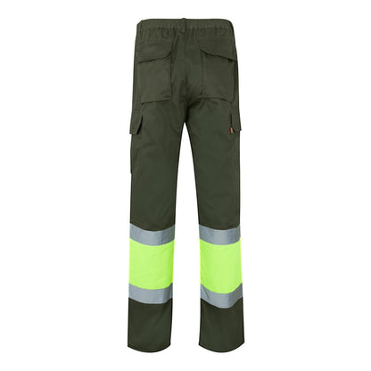 VL ATHENA promotional workwear garment in army green/yellow (detail view) with custom logo branding