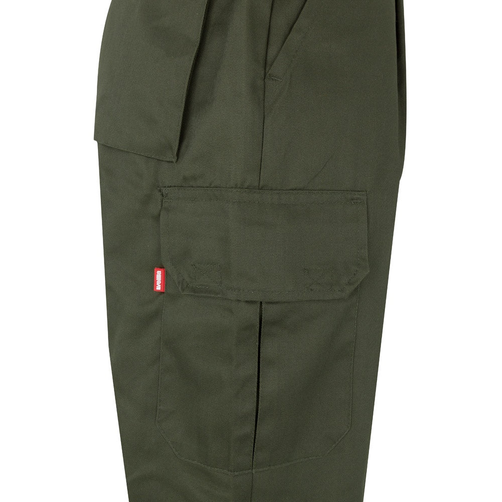 VL ATHENA promotional workwear garment in army green/yellow (detail view) with custom logo branding