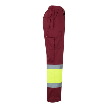 VL ATHENA promotional workwear garment in burgundy/yellow (detail view) with custom logo branding