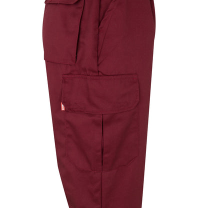 VL ATHENA promotional workwear garment in burgundy/yellow (detail view) with custom logo branding