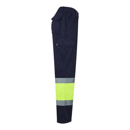 VL POSEIDON promotional workwear garment in navy blue/yellow (detail view) with custom logo branding