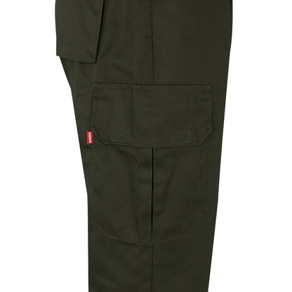 VL POSEIDON promotional workwear garment in army green/yellow (detail view) with custom logo branding
