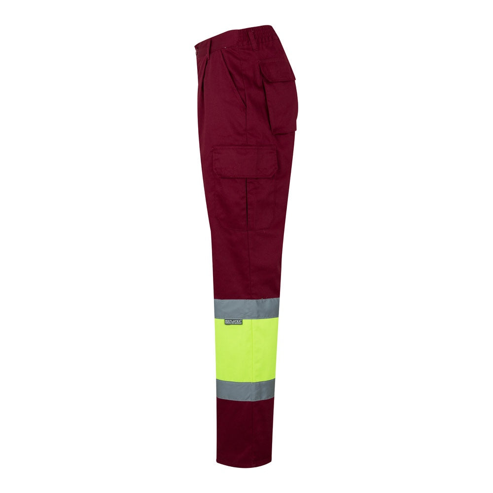 VL POSEIDON promotional workwear garment in burgundy/yellow (detail view) with custom logo branding