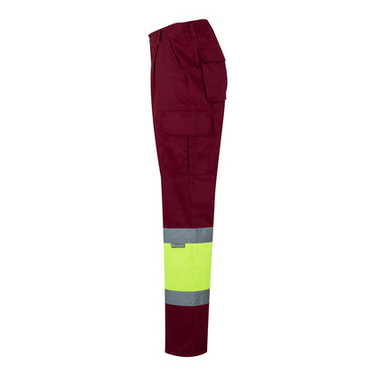 VL POSEIDON promotional workwear garment in burgundy/yellow (detail view) with custom logo branding