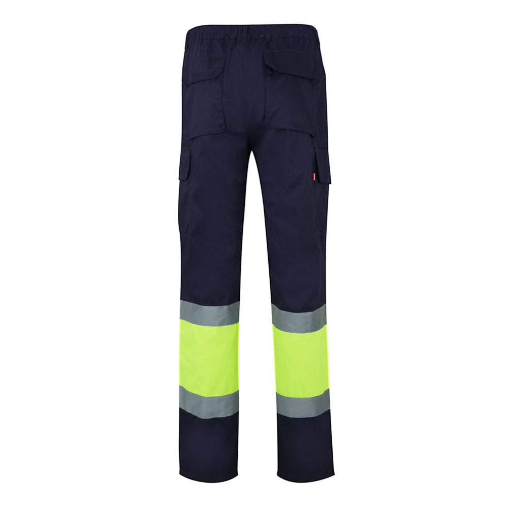 VL POSEIDON LARGE promotional workwear garment in navy blue/yellow (detail view) with custom logo branding