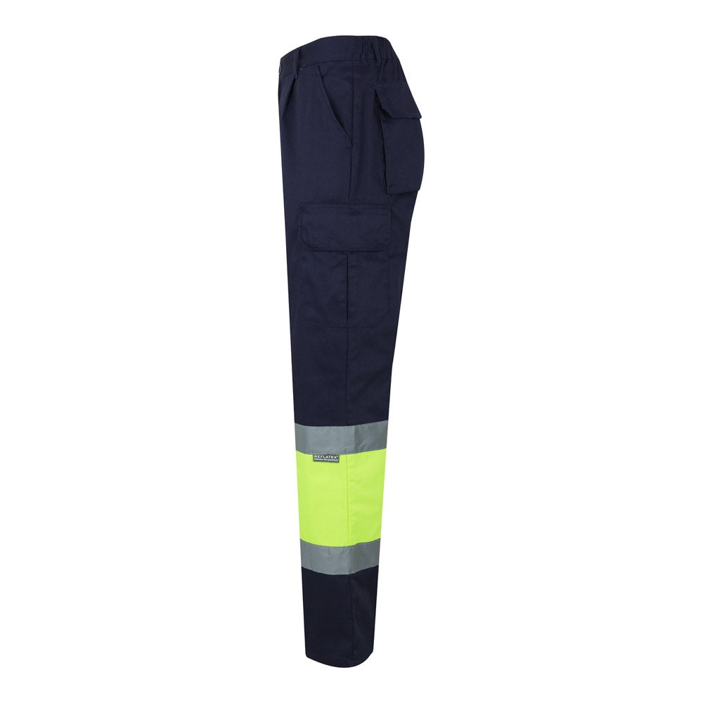 VL POSEIDON LARGE promotional workwear garment in navy blue/yellow (detail view) with custom logo branding