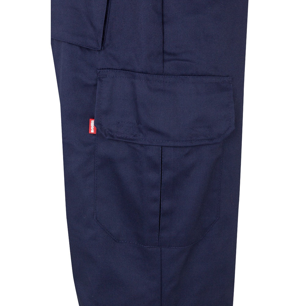 VL POSEIDON LARGE promotional workwear garment in navy blue/yellow (detail view) with custom logo branding