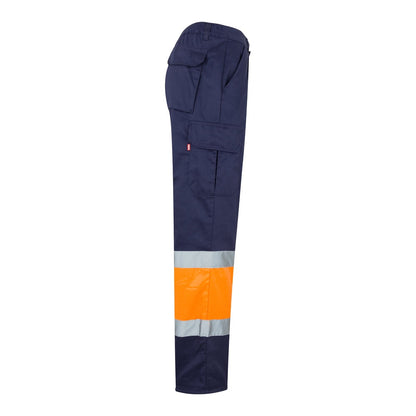 VL POSEIDON LARGE promotional workwear garment in navy blue/orange (detail view) with custom logo branding