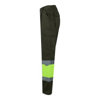 VL POSEIDON LARGE promotional workwear garment in army green/yellow (detail view) with custom logo branding